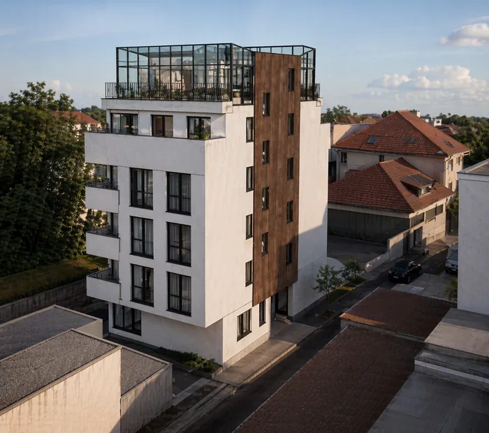 Micro City — the corner of the building from Strada Soldat Popa Florea, daytime rendering