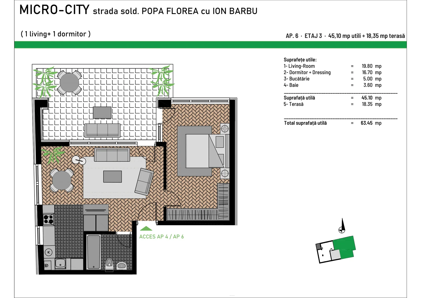 2-room apartment · Floor 3, ap. 6 — Layout